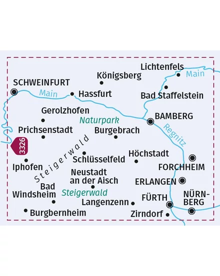 Cartographia  - K 3328 Nürnberg, Bamberg, Steigerwald kerékpáros térkép - 9783991210986
