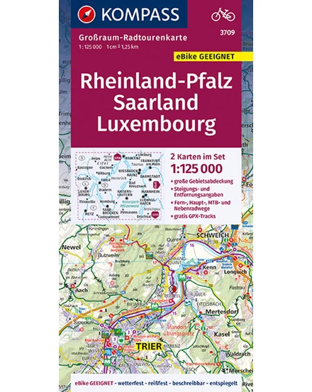 Cartographia K 3709 Rajna-vidék, Pfalz, Saar-vidék, Luxembourg kerékpáros térkép - 9783991210184