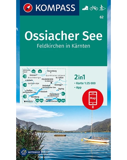 Cartographia K 62 Ossiacher See - Feldkirchen in Kärnten turistatérkép-Kompass-9783991210009