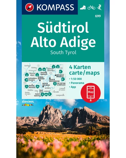 Cartographia K 699 Dél-Tirol turistatérkép - 4 részes szett - 9783991217503
