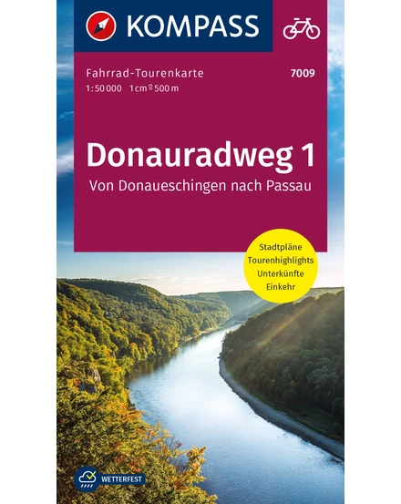 Cartographia K 7009 Duna menti kerékpárút térkép (Donaueschingentől Passauig)-9783991216209