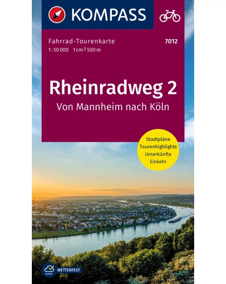 Cartographia K 7012 Rajna menti kerékpáros útvonal 2. térkép (Mannheim-Köln) 9783991216193
