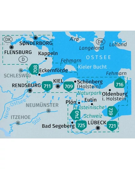 Cartographia K 724 Balti-tengerpart Lübecktől Dániáig turistatérkép - Kompass - 9783991213000