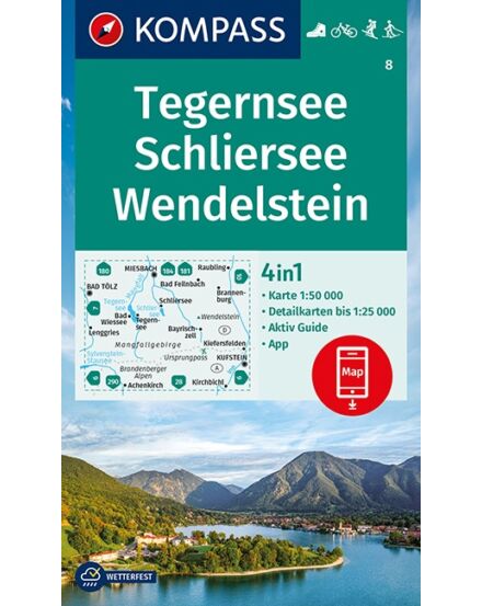 CartographiaK 8 Tegernsee, Schliersee, Wendelstein 4 az 1-ben túratérkép-9783991212119