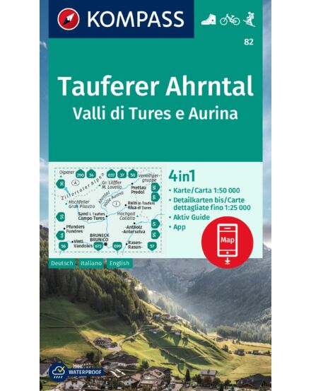 Cartographia-K 82 Tauferer Ahrntal / Valli di Tures e Aurina turistatérkép-9783991215943