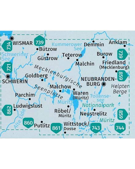 Cartographia-K 865 Mecklenburgi-tóvidék turistatérkép-Kompass-9783991212959
