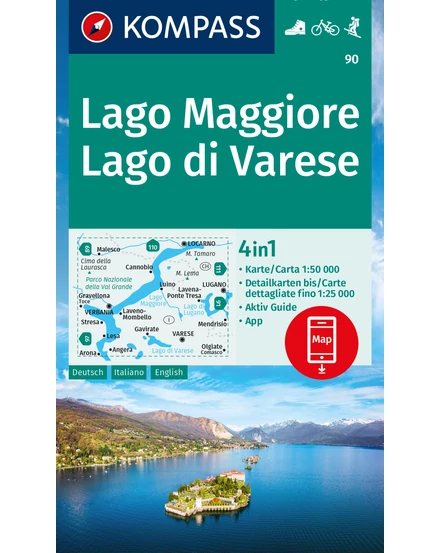 Cartographia K 90 Maggiore-tó / Varese-tó turistatérkép 9783991217572