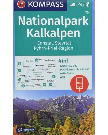 Cartographia K 70 Kalkalpen Nemzeti Park, Ennstal, Steyrtal, Pyhrn-Priel Régió turistatérkép 9783990444528