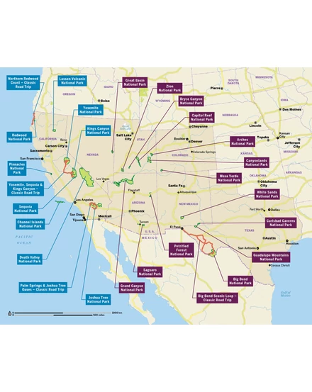 Cartographia-Kalifornia és az USA délnyugati rész Nemzeti Park útikönyv - Lonely Planet (angol)-9781838696061