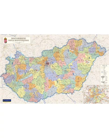 Cartographia Magyarország postai irányítószámai II. falitérkép 132x84 cm - fóliázott ív