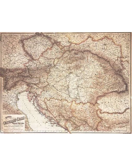 Cartographia Magyarország-Ausztria 1890 történelmi íves térkép  - Freytag 9783850844826