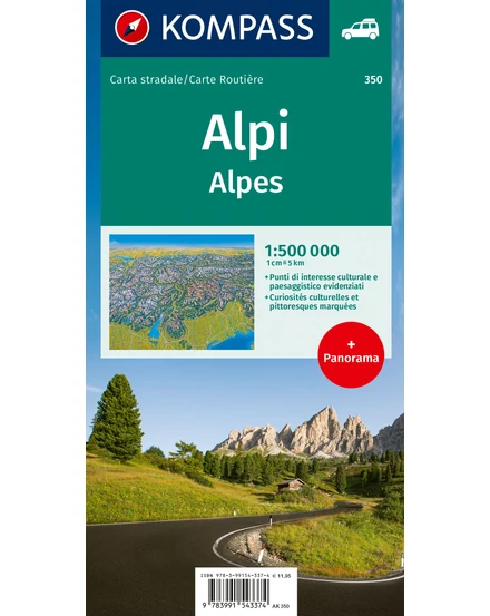 Cartographia K 350 Alpok autótérkép 9783991543374