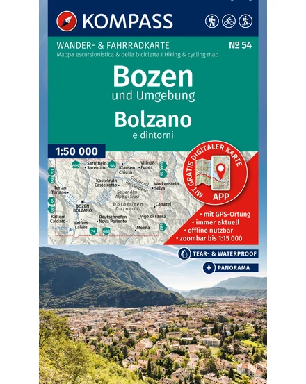 Cartographia K 54 Bolzano és környéke turistatérkép-9783991543718