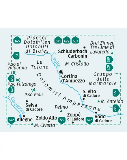 Cartographia K 654 Cortina d'Ampezzo turistatérkép 9783991540397