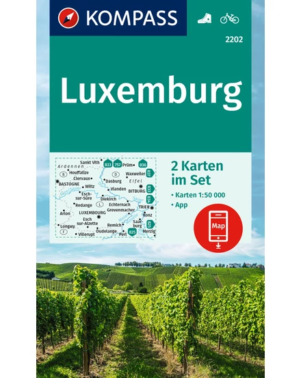 Cartographia K 2202 Luxemburg turistatérkép-Kompass-9783991541516