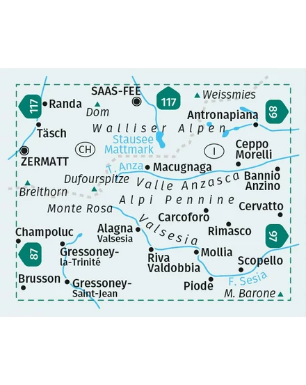Cartographia K 88 Monte Rosa turistatérkép 9783991218883