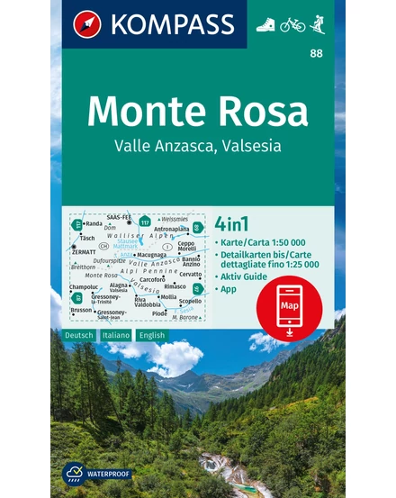 Cartographia K 88 Monte Rosa turistatérkép 9783991218883