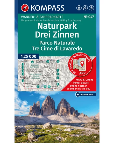 Cartographia Naturpark Drei Zinnen Turistatérkép 9783991545163