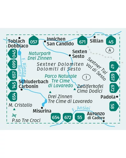 Cartographia Naturpark Drei Zinnen Turistatérkép 9783991219743