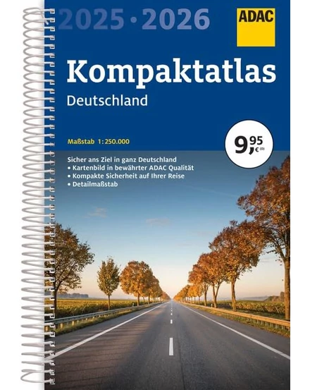 Cartographia - Németország Kompakt atlasz 2024/25 - ADAC - 9783826422935