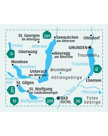 Cartographia K 18 Észak-Salzkammergut, Wolfgangsee, Attersee, Traunsee turistatérkép 9783991218852