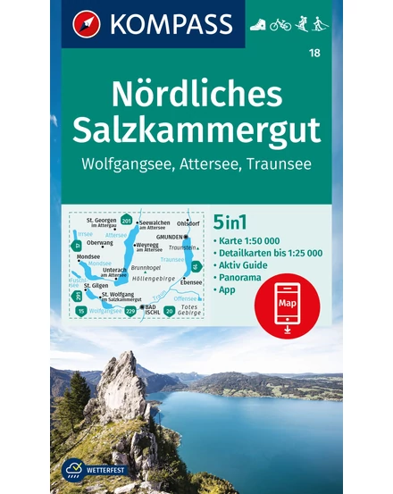 Cartographia K 18 Észak-Salzkammergut, Wolfgangsee, Attersee, Traunsee turistatérkép 9783991218852