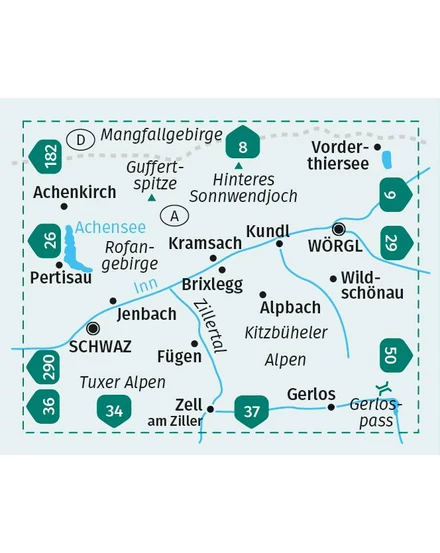 Cartographia K 28 Vorderes Zillertal, Achensee, Alpbachtal, Wildschönau turistatérkép 9783991214595