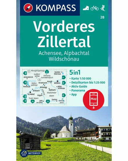 Cartographia K 28 Vorderes Zillertal, Achensee, Alpbachtal, Wildschönau turistatérkép 9783991214595