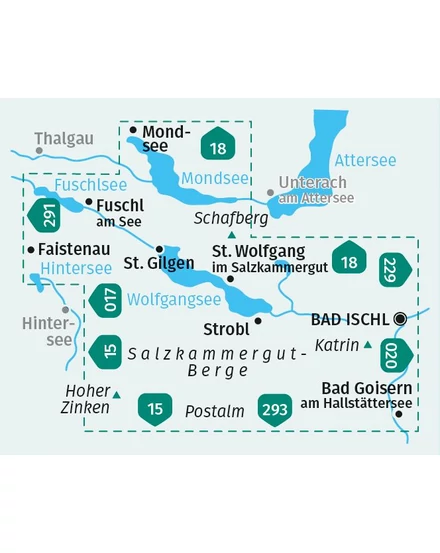 Cartographia K 018 Wolfgangsee - Fuschlsee - Mondsee turistatérkép 9783991218814