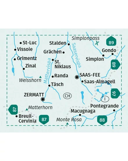 Cartographia K 117 Zermatt - Saas Fee turistatérkép 9783991541790