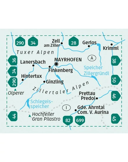 Cartographia Zillertali és Tuxi Alpok turistatérkép - Kompass WK 37 9783991541912