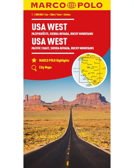Cartographia USA Nyugati-part térkép (Csendes-Óceáni partvidék, Sierra Nevada, Sziklás-hegység) 9783575018700