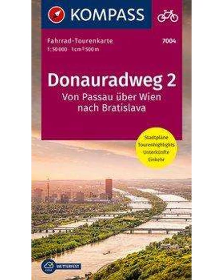 Cartographia K 7004 Duna menti kerékpárút térkép 2. (Passau-tól Bécsen keresztül Pozsonyig) 9783990449561