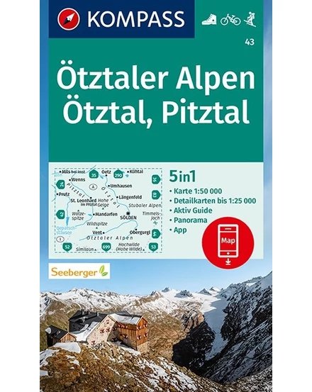 Cartographia K 43 Ötztaler Alpen, Ötzal, Pitzal turistatérkép 9783990449431