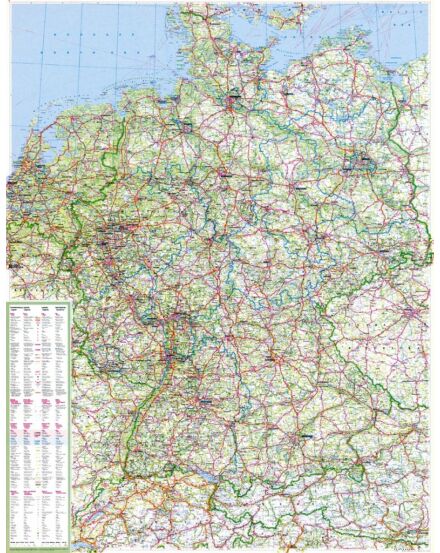 Cartographia Németország íves térkép országhatárokkal 98 x 128,5 - ADAC 9783875047967