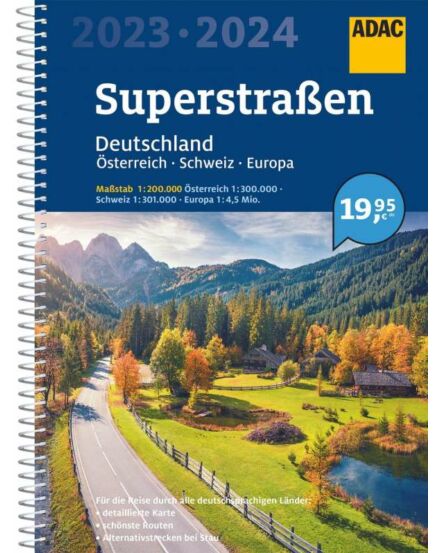 Cartographia Németország, Svájc, Ausztria, Európa SuperStrassen atlasz - ADAC 9783826422683