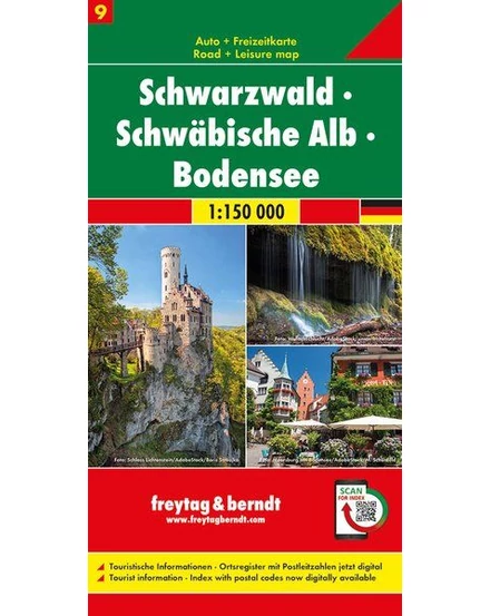 Cartographia Németország résztérkép (9) Fekete-erdő, Sváb-Alb, Bodeni-tó autótérkép - Freytag - 9783707918090
