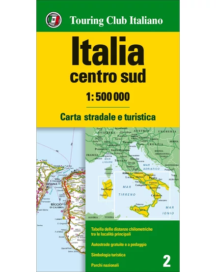 Cartographia Dél-Közép-Olaszország 1:500 000 autótérkép  - TCI 9788836576203