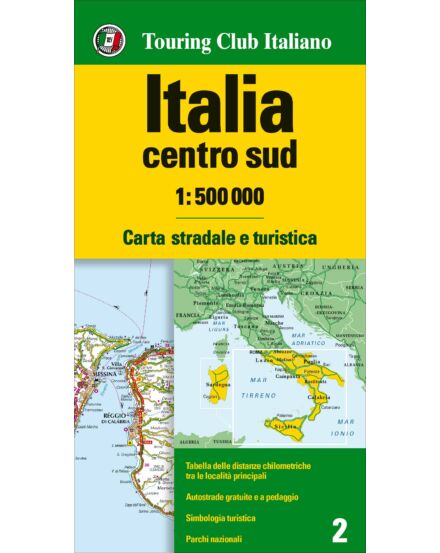 Cartographia Dél-Közép-Olaszország 1:500 000 autótérkép 2016  - TCI (Outlet) 9788836567102