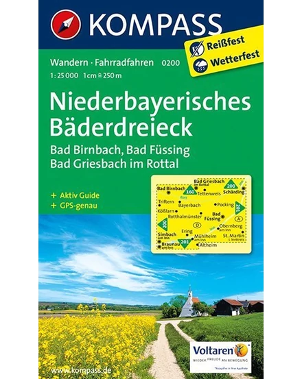 Cartographia KOMP 0200 Niederbayerisches Baderdreieck (Alsó-bajorországi termálfürdő háromszög)1:25 000 - Kompass 9783850264037
