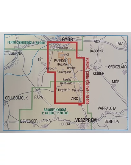 Sokoró, (Pannonhalmi-dombság, Szemere, Csanak) Cuha völgye turistatérkép 1:50 000