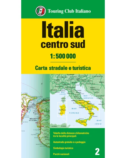 Cartographia Dél-Közép-Olaszország 1:500 000 autótérkép  - TCI 9788836581504