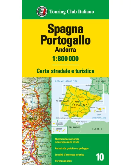 Cartographia Spanyolország, Portugália, Andorra autótérkép - TCI - 9788836581481