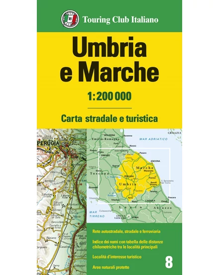 Cartographia Umbria és Marche régiótérkép-TCI-9788836583256