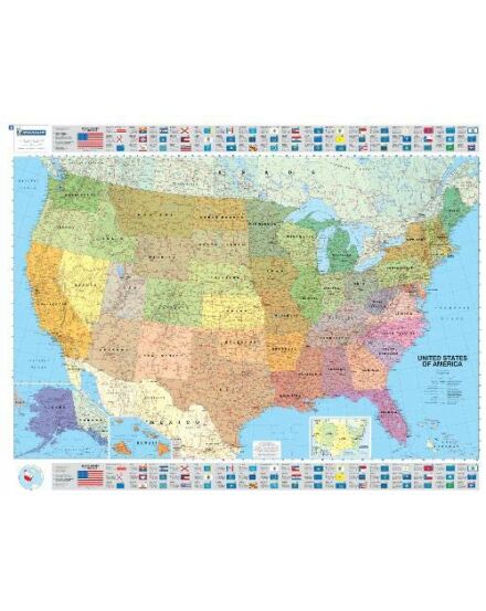 Cartographia USA politikai falitérkép íves Michelin 9782061011300