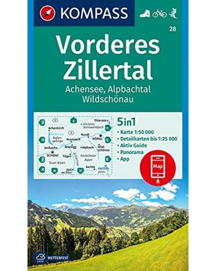 Cartographia K 28 Vorderes Zillertal, Achensee, Alpbachtal, Wildschönau turistatérkép 9783990445556