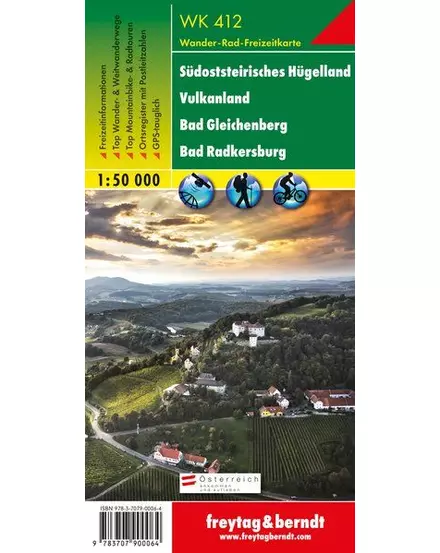 Cartographia WK 412 Südoststeirisches Hügelland, Vulkanland, Bad Gleichenberg, Bad Radkersburg turistatérkép - Freytag-9783707900064