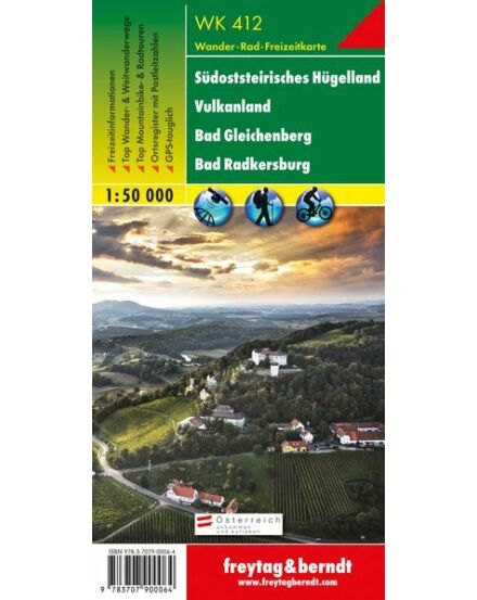Cartographia WK 412 Südoststeirisches Hügelland, Vulkanland, Bad Gleichenberg, Bad Radkersburg turistatérkép - Freytag-9783707900064