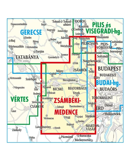Zsámbéki-medence, Etyeki-dombság, Váli-völgy térkép