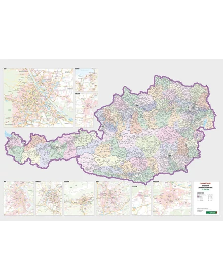 Cartographia Ausztria postai irányítószámos íves térkép 1: 500 000  Freytag 9783707913569